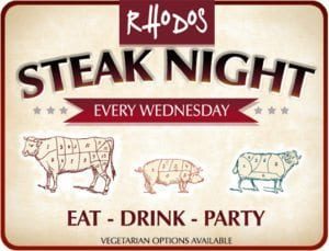 rhodos morzine steak night poster