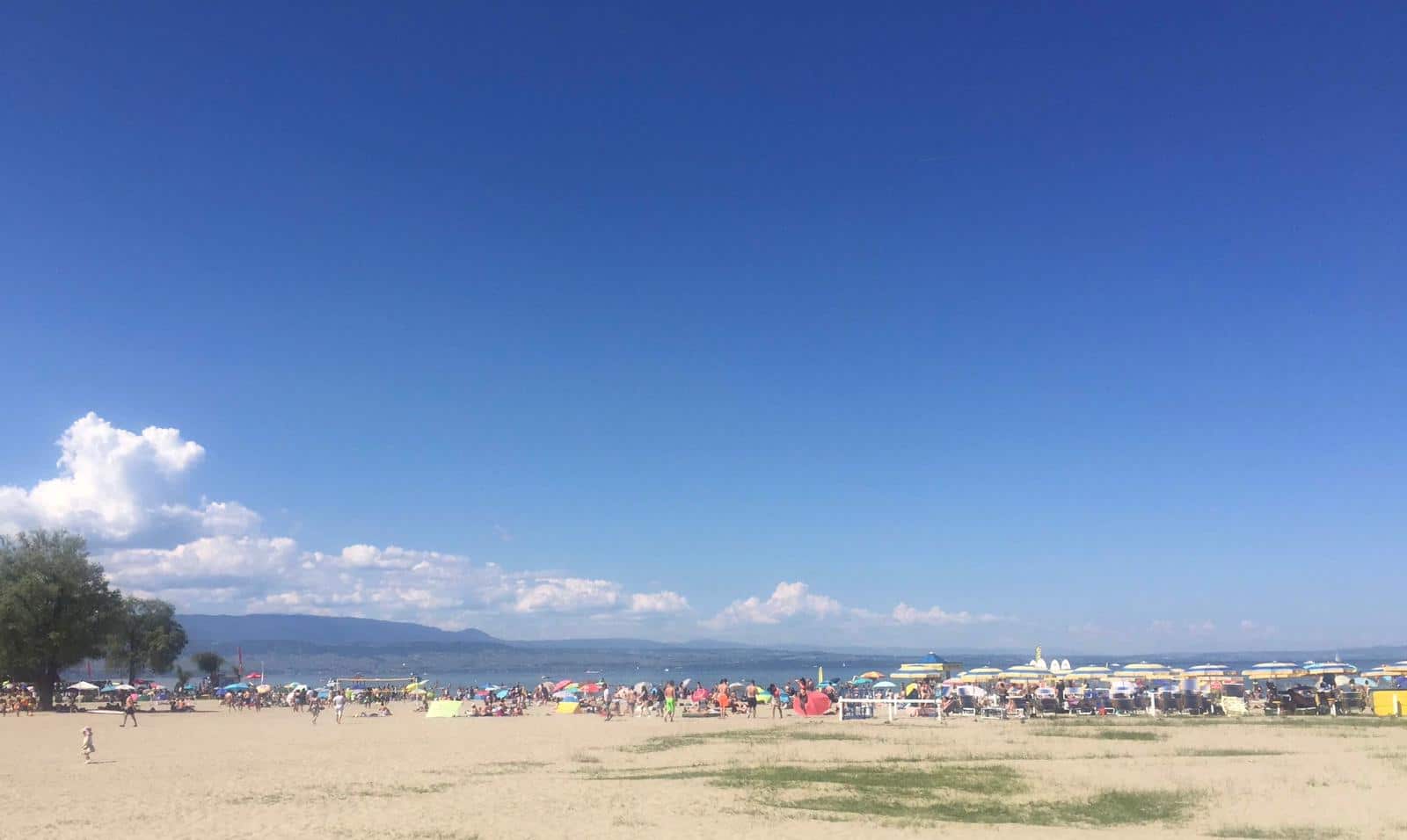 Sand beach on Lac Leman