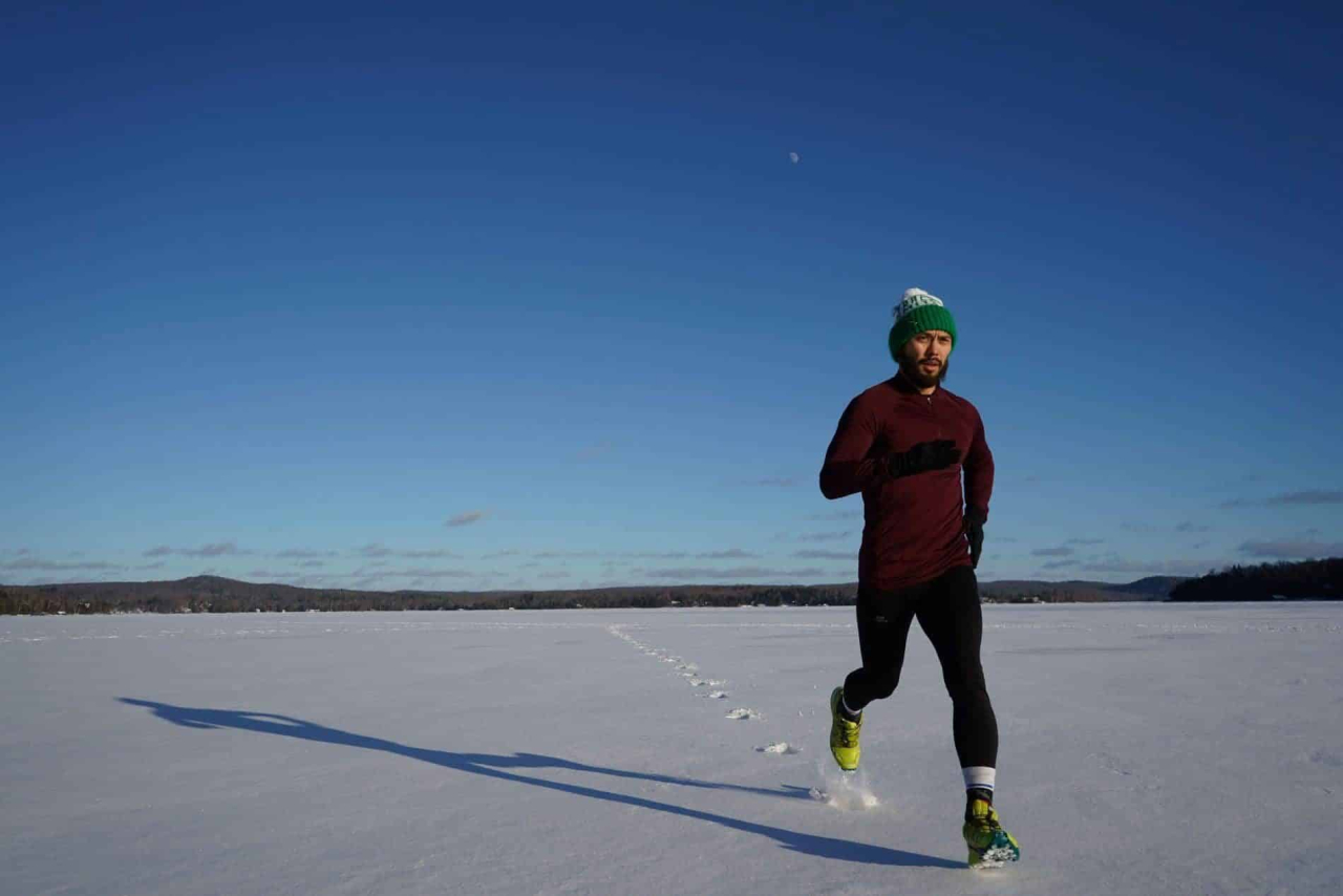 man running on snow